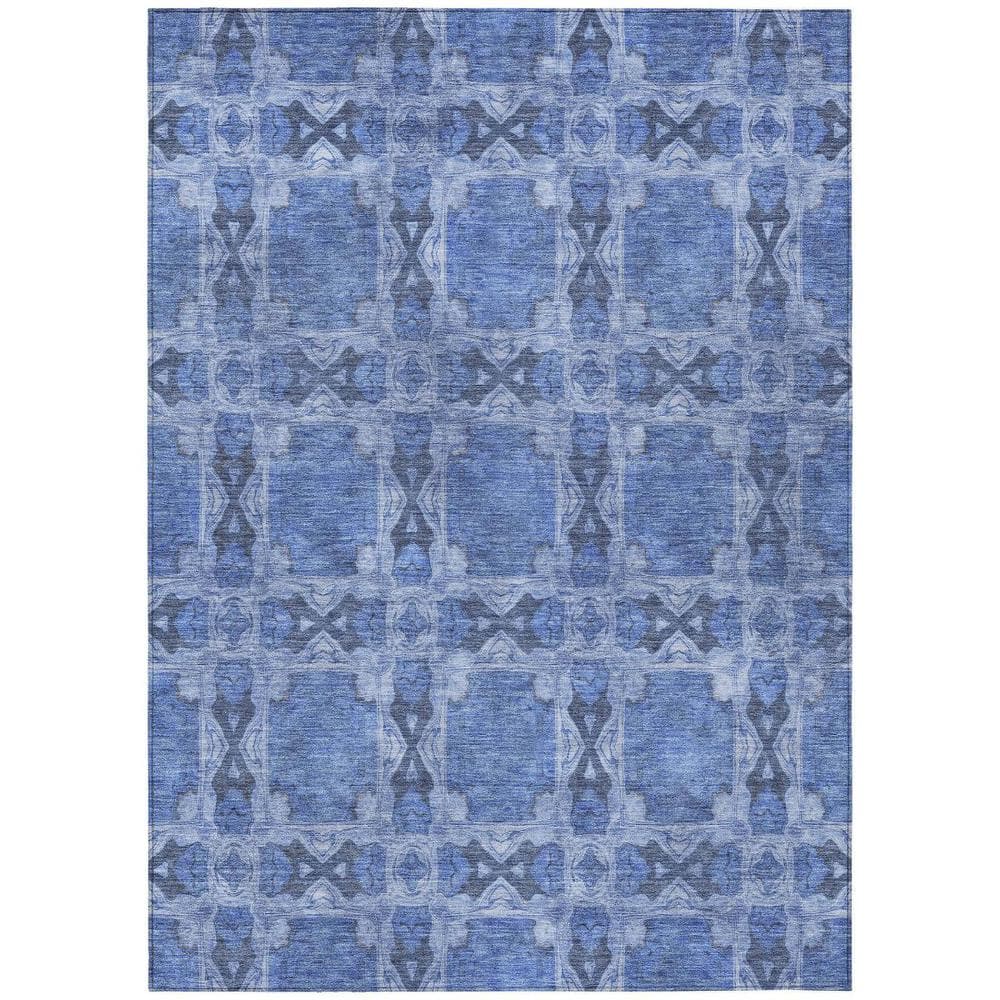 Denim Blue and Gray 8 ft. x 10 ft. Woven Floral;Medallion Rectangle Indoor/Outdoor Area Rug price history on PriceWatchPro