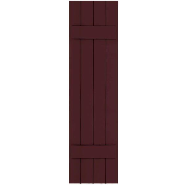 Winworks Wood Composite 15 in. x 58 in. Board & Batten Shutters Pair #657 Polished Mahogany