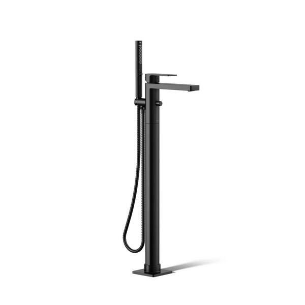 KOHLER Parallel 1-Handle Floor Mount Bath Filler Trim Kit in Matte Black (Valve Not Included)