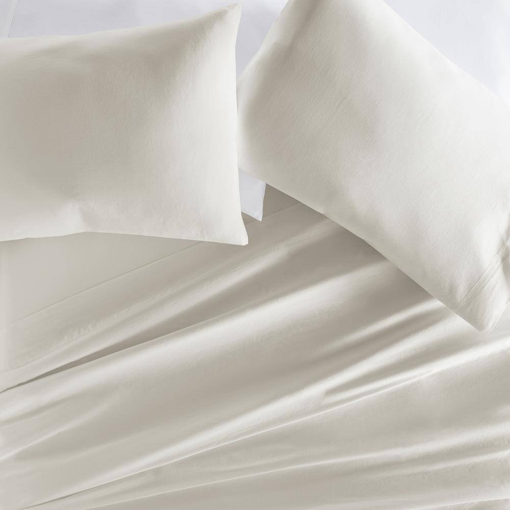 Ivory Twin Cotton Sheet Set with Pillowcase