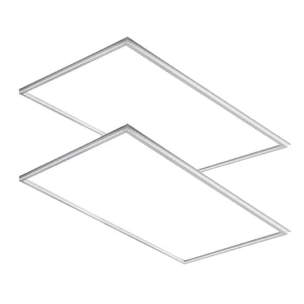 2 ft. x 4 ft. Dimmable White Integrated LED Edge-Lit 5000K Flat Panel Ceilling Mount Light Fixture, 7800-Lumens, 2-Piece