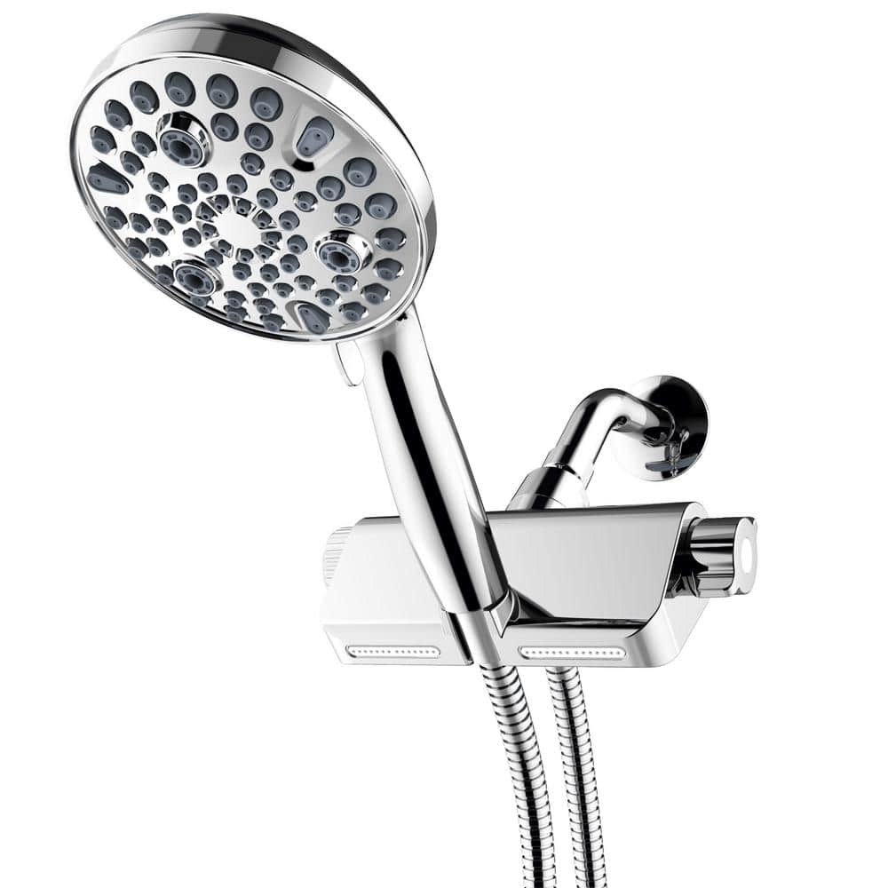 Westbrass Filtered 10-spray 5 in. Wall Mount Dual Shower Head and Handheld Shower Head 1.8 GPM in Polished Chrome