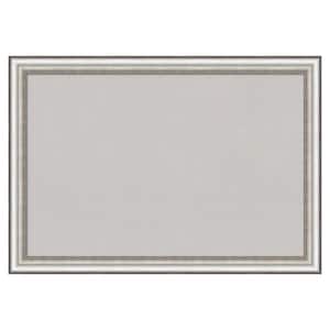 Salon Silver Narrow Framed Grey Corkboard 26 in. x 18 in. Bulletin Board Memo Board