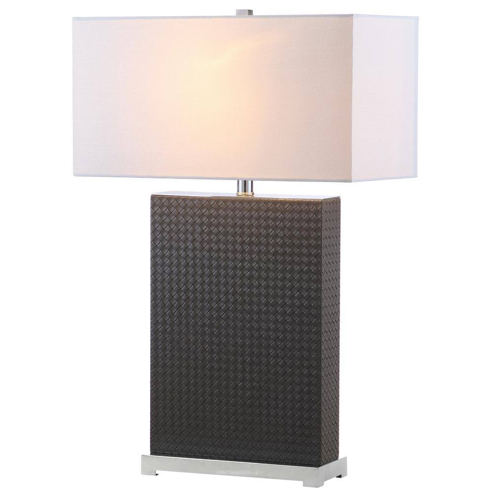 Joyce 27.75" Grey Faux Leather Table Lamp Set