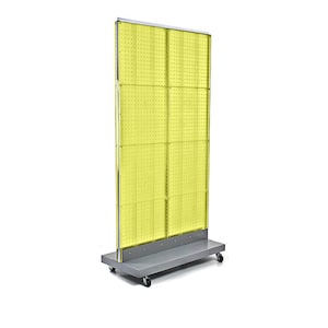 60 in. H x 32 in. W 2-Sided Double Pegboard Floor Display On Wheeled Base in Yellow