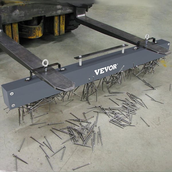 Hanging Magnetic Sweeper 48 in. Magnet Nail Sweeper Pickup Tool 66 lbs. Hang Type Fits Forklift Screw with Quick Release