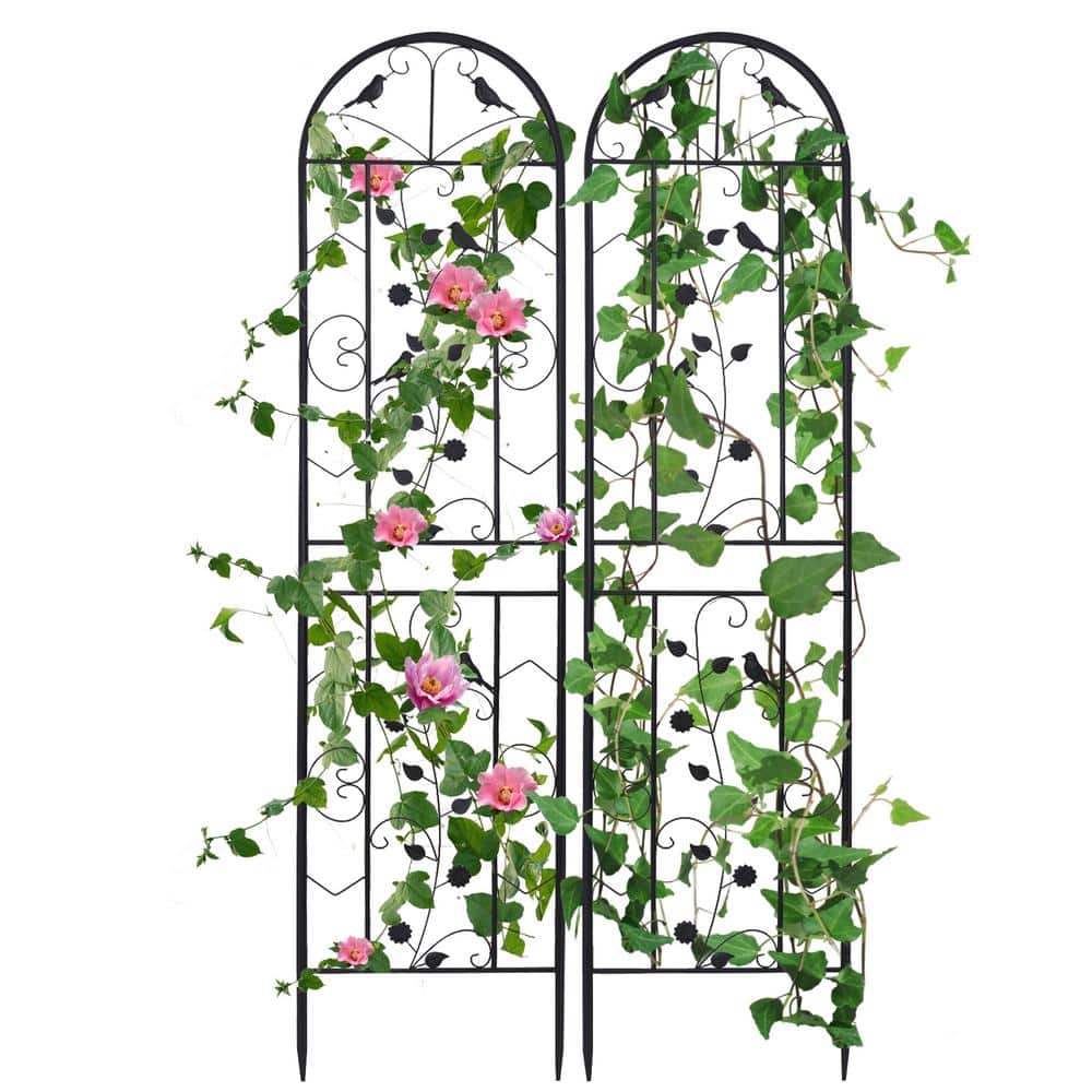 82 in. Garden Trellis Black Metal Outdoor Trellis