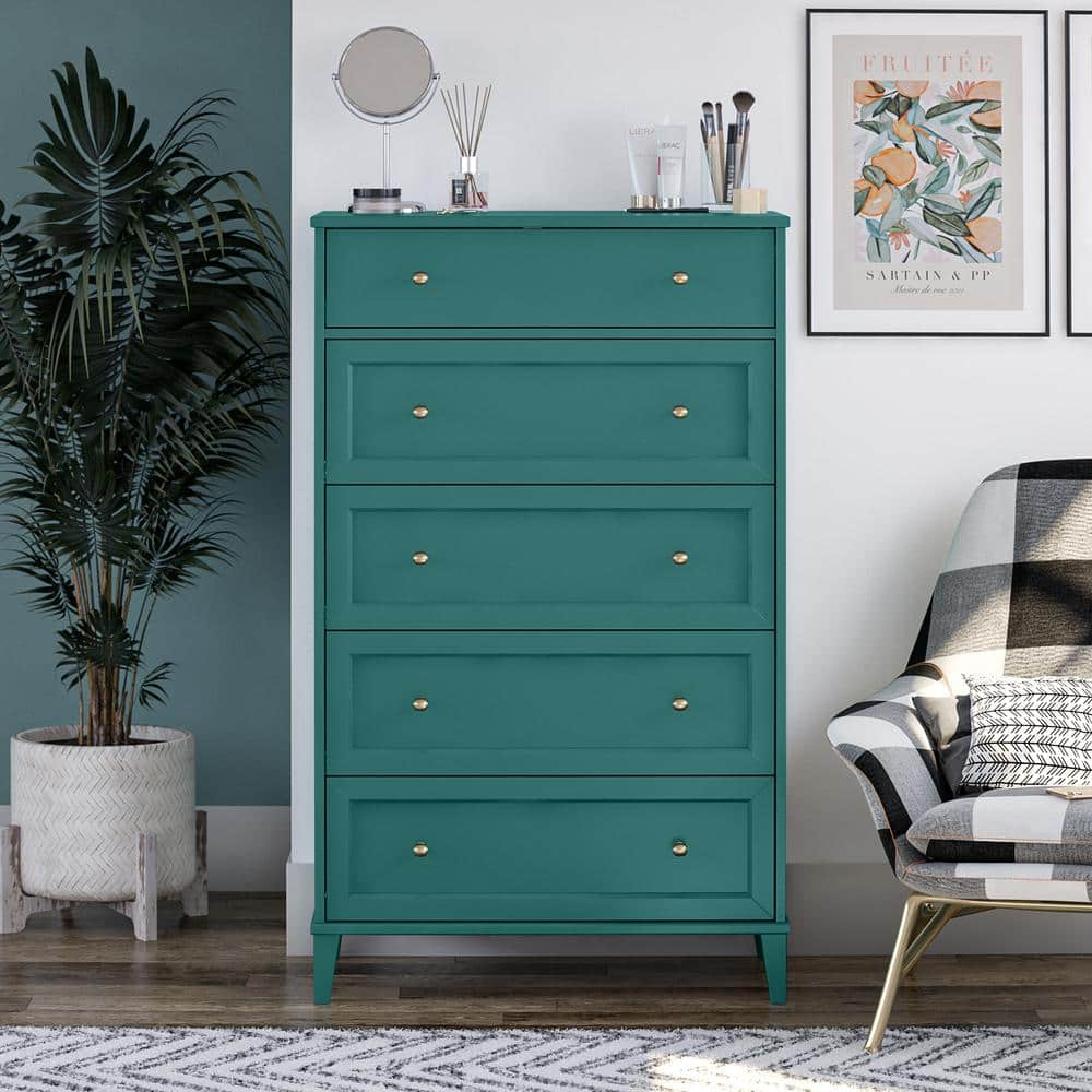 Monticello Tall 5-Drawer Dresser, Emerald Green -  Ameriwood Home, 5398902COM