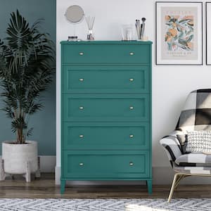 Monticello Tall 5-Drawer Dresser, Emerald Green