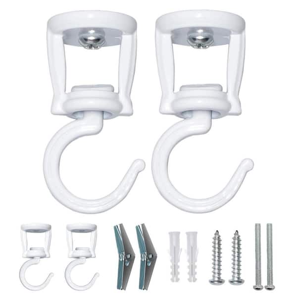 Ceiling Hooks for Hanging Plants 2-Piece White Heavyduty Metal Screw-in Hooks for Birdfeeders Lamps Planters Outdoor Use