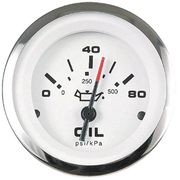 Sierra Lido 3 in. White & S. Steel 0-80 PSI Dial Range Oil Pressure Gauge W/IA 15001-Single/IA15003 Dual Station Sender Code