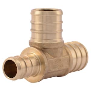 3/4 in. PEX Barb x 1/2 in. PEX Barb x 3/4 in. PEX Barb Brass Reducing Tee Fitting (10-Pack)