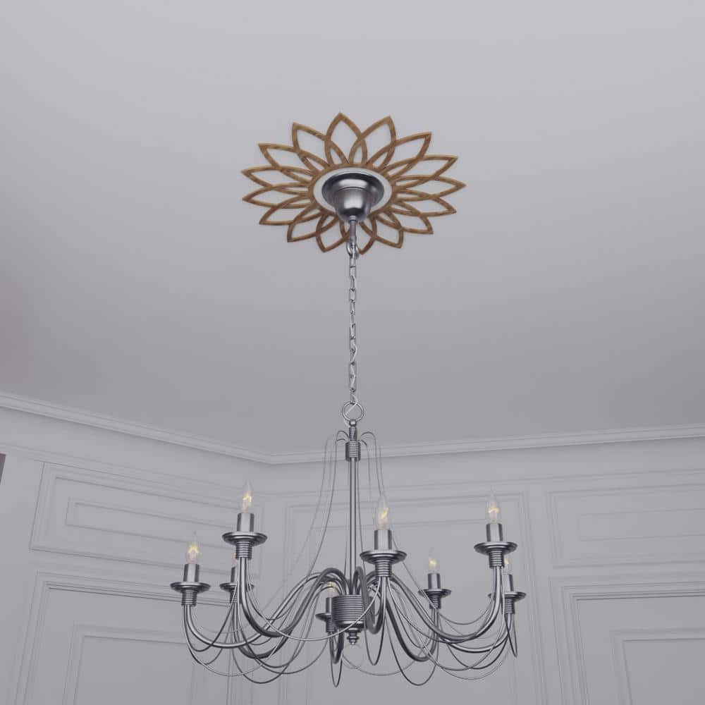 18-Inch Walnut Wood Daisy Fretwork Ceiling Medallion