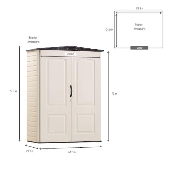 Rubbermaid 2 ft. 1 in. x 2 ft. 7 in. Vertical Resin Storage Shed  FG374901OLVSS - The Home Depot