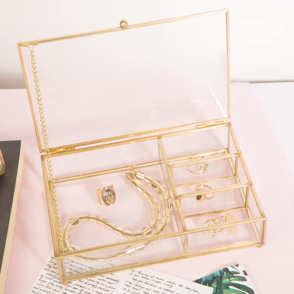 glass compartment jewellery box