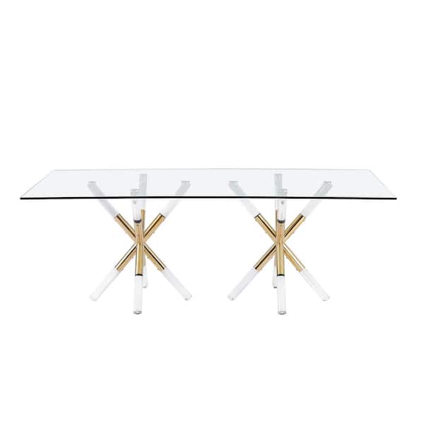 Best Master Furniture Dalton 84 in. L Rectangle Gold Dining Table