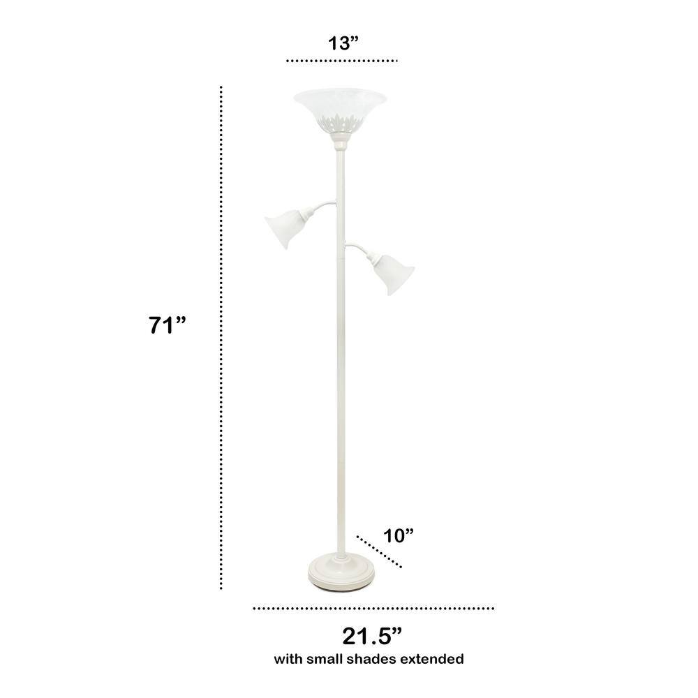 Elegant White Torchiere Floor Lamp with Adjustable Reading Lights