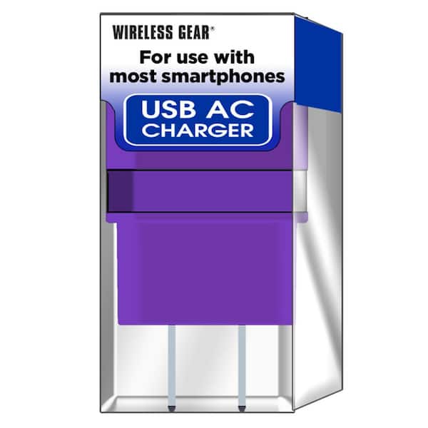Wireless Gear AC/Wall USB 1 Amp Charger, Purple
