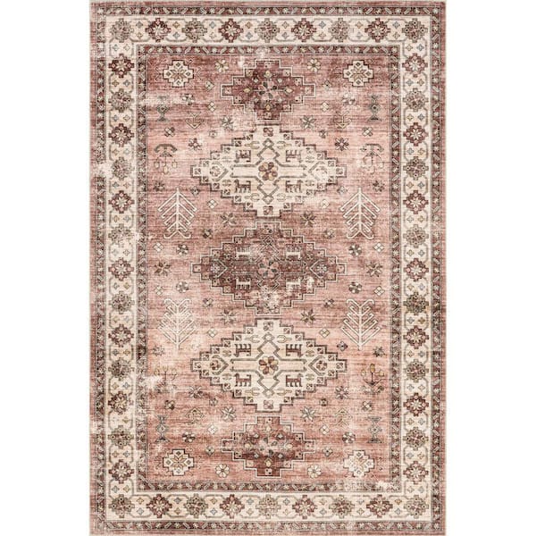 RUGS USA Barbary Distressed Machine Washable Blush 4 ft. x 6 ft. Indoor/Outdoor Patio Rug