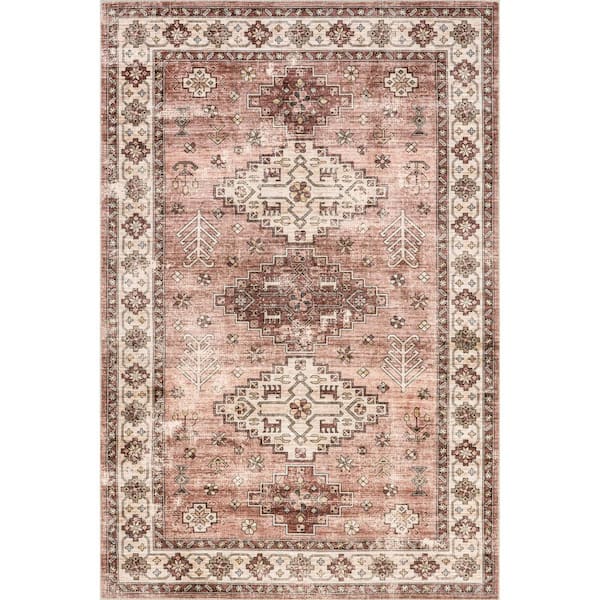 RUGS USA Lauren Liess Barbary Distressed Machine Washable Blush 9 ft. x ...