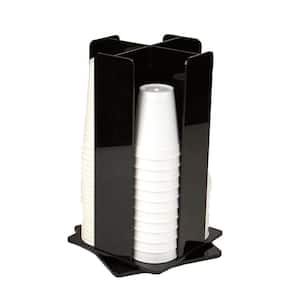 Tawny 4-Compartment Black Rotating Cup Holder and Lid Holder