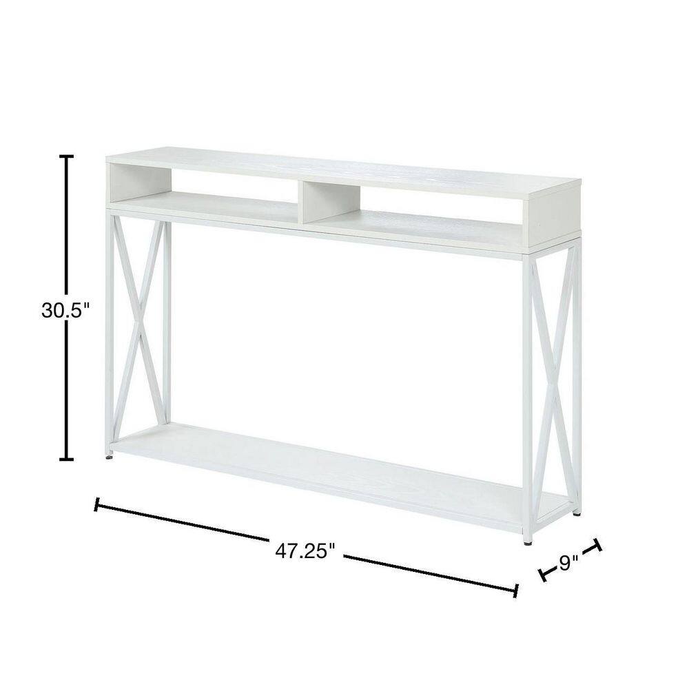 Tucson Deluxe 2-Tier White Metal & Wood Console Table with Storage