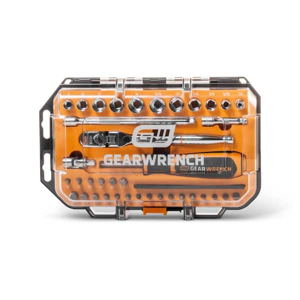 GEARWRENCH - 1/4 in. Drive Microdriver Set with 120XP Locking Flex-Head Ratchet and Stubby Sockets (39-Piece)