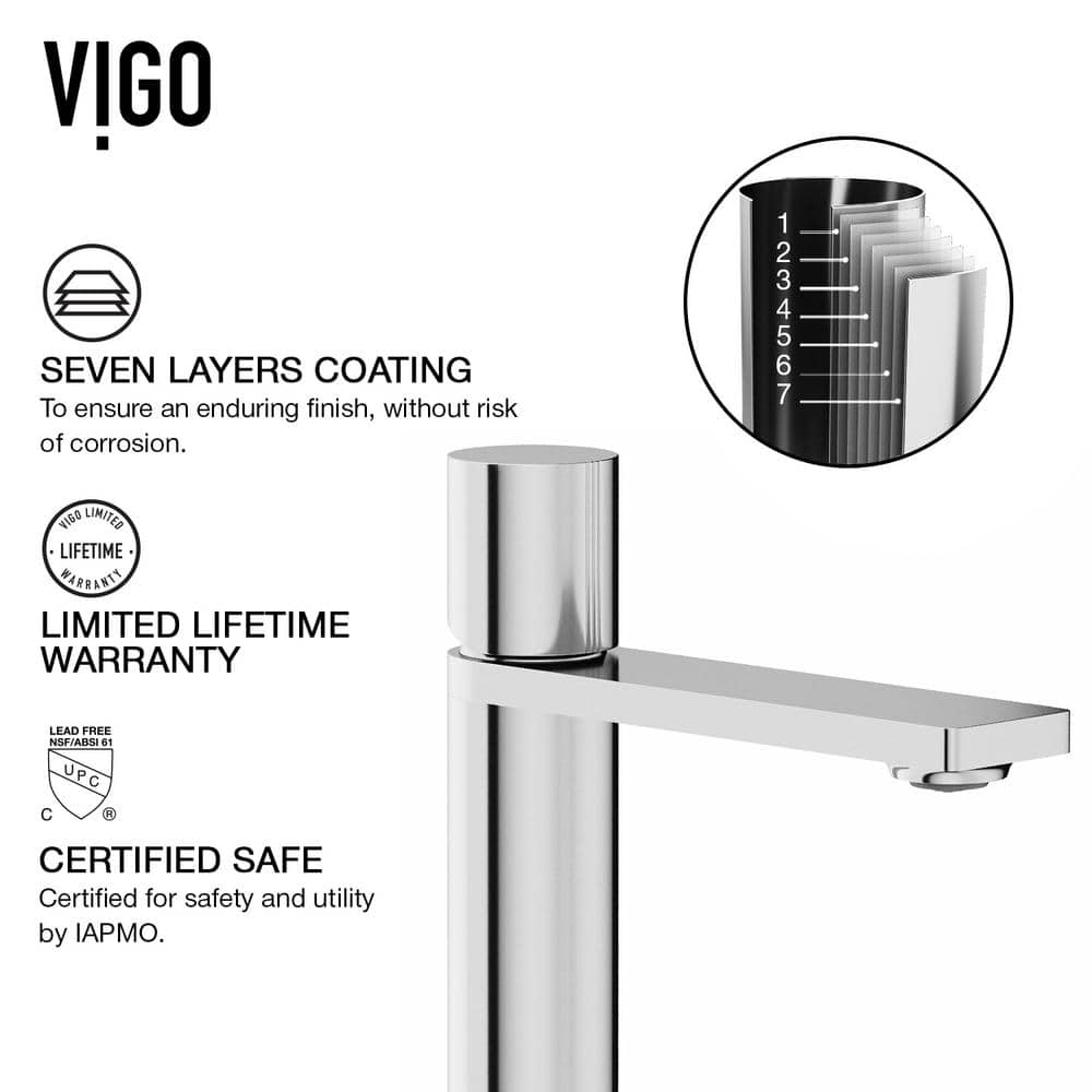 Gotham Chrome Single Handle Vessel Sink Bathroom Faucet