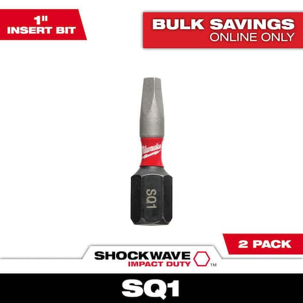 Milwaukee SHOCKWAVE Impact Duty 1 in. Square #1 Alloy Steel Insert Bit (2-Pack)