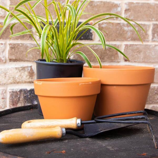 3pc Terracotta Clay Plant Flower Herb Pot Black Chalk Board Planter Set 