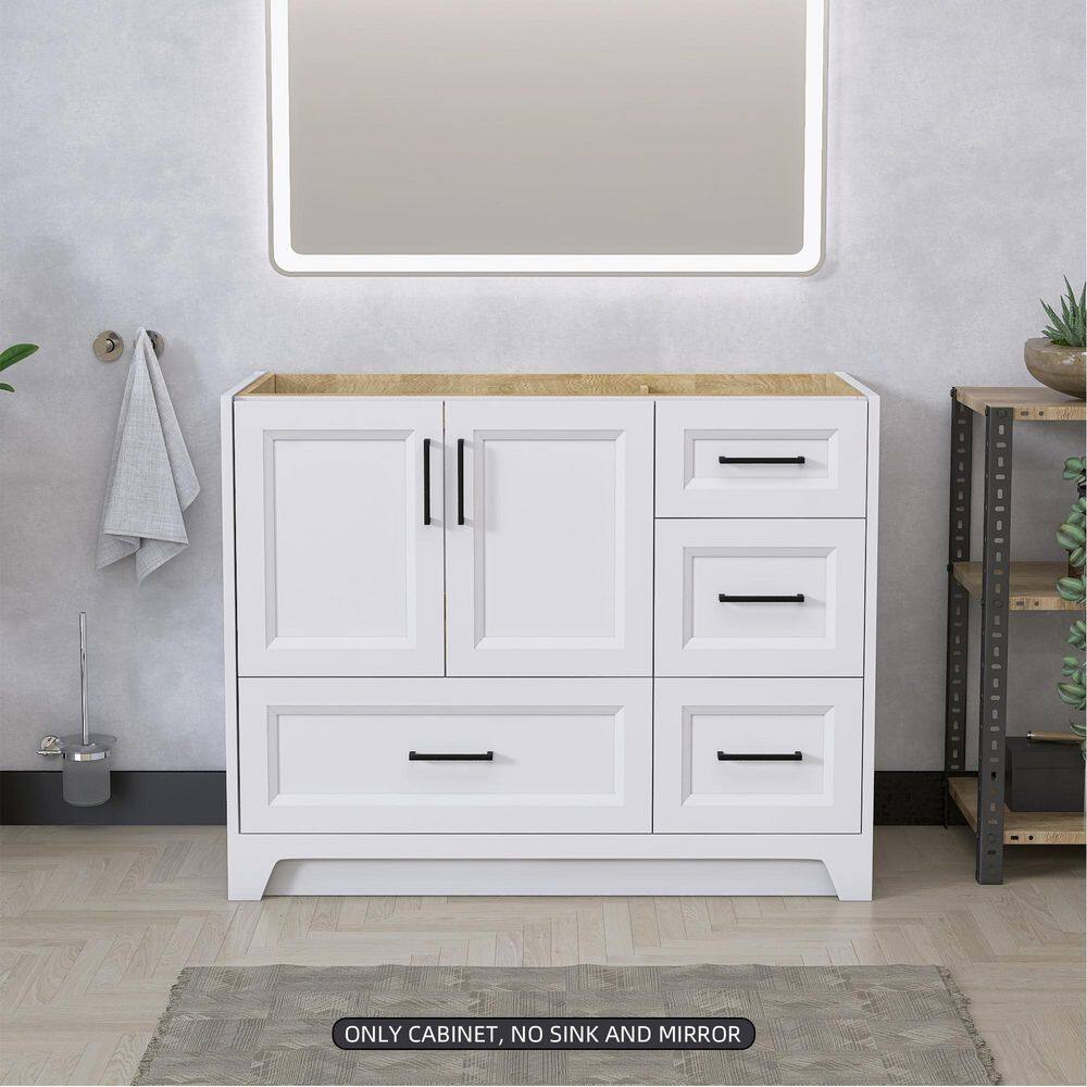 Solid Wood 42 in. W x 21.5 in. D x 33.5 in. H Single Sink Bath Vanity Cabinet without Top Freestanding Base in White price history on PriceWatchPro