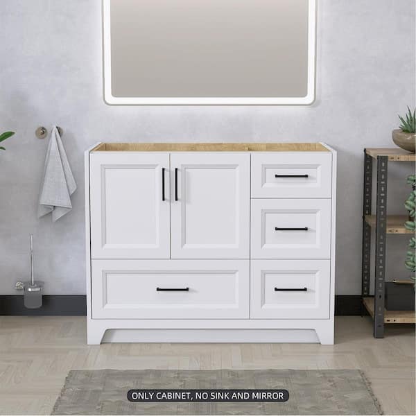 42 in. W x 21.5 in. D x 33.5 in. H Bath Vanity Cabinet without Top Bathroom Vanity Cabinet in White Large Storage Space