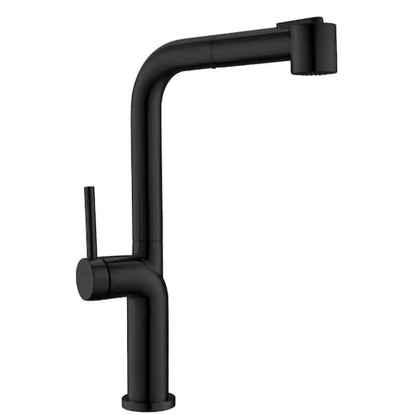 cadeninc Single Handle Pull Out Sprayer Kitchen Faucet in Stainless Steel Matte Black