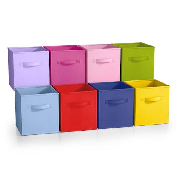 Sorbus Storage Cubes w/Handles, Multicolored 10.5in. W x 11in. H  Fabric Decorative Basket Set of 8, Foldable Closet Organizers