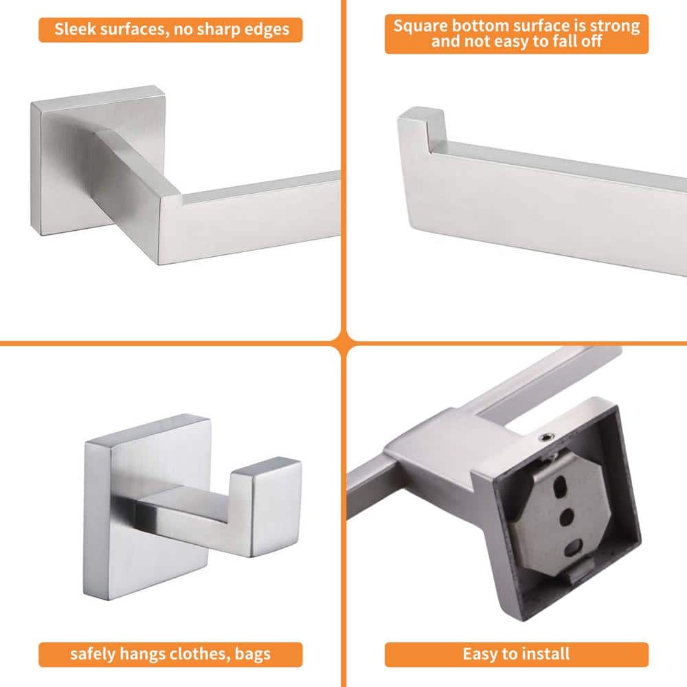 Brushed Nickel 5-Piece Stainless Steel Bathroom Hardware Set