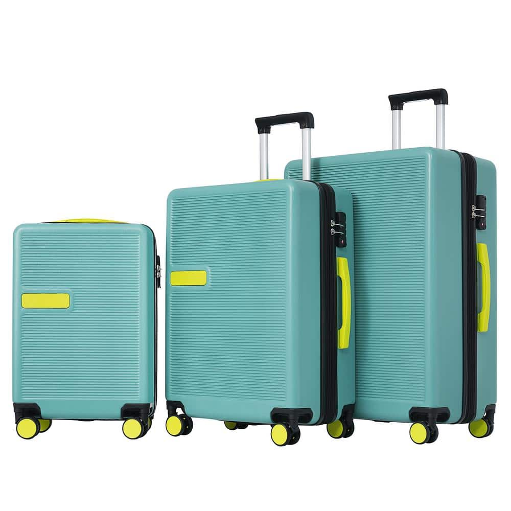 Merax 3-Piece Teal Blue Expandable ABS Hardshell Spinner 20 In. X 24 In ...