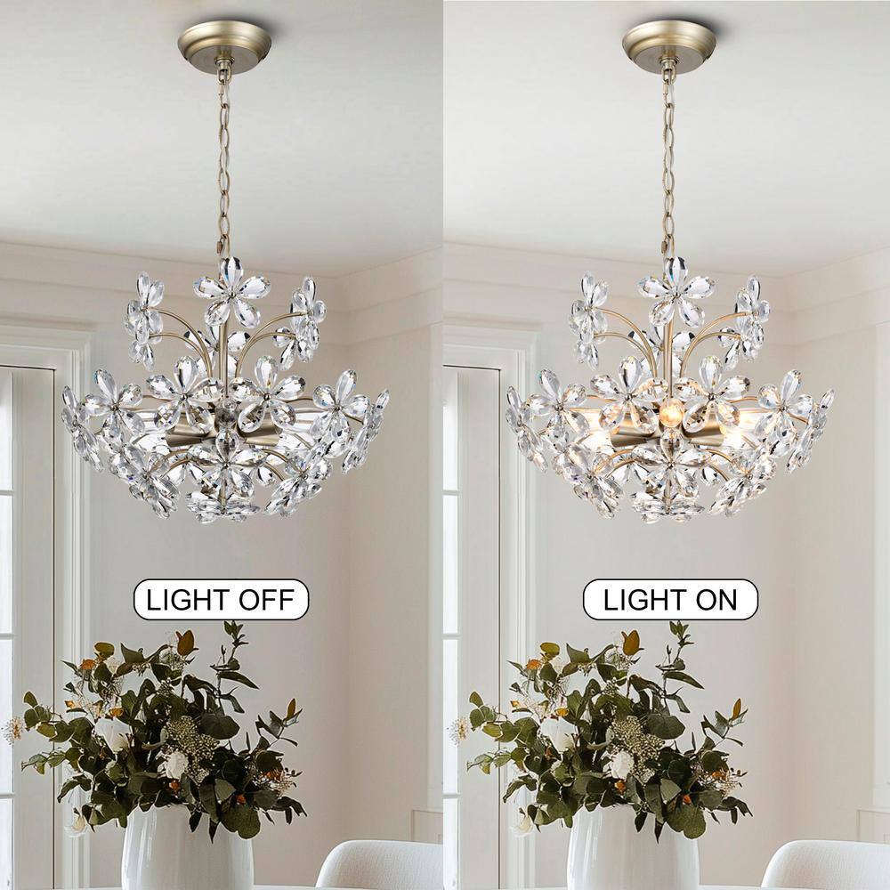 Rosa 6-Light Champagne Flower Crystal Chandelier