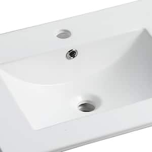 24 in . Undermount Rectangular Bathroom Sink with Overflow Drain in White Ceramic