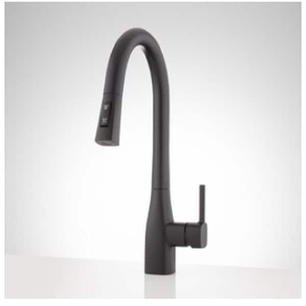 SIGNATURE HARDWARE Carin Single Handle Pull Down Sprayer Kitchen Faucet in Matte Black