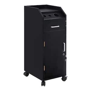 Salon Trolley Storage Cart with 4 Storage Drawer 3 Hair Dryer Holder Equipment in Black