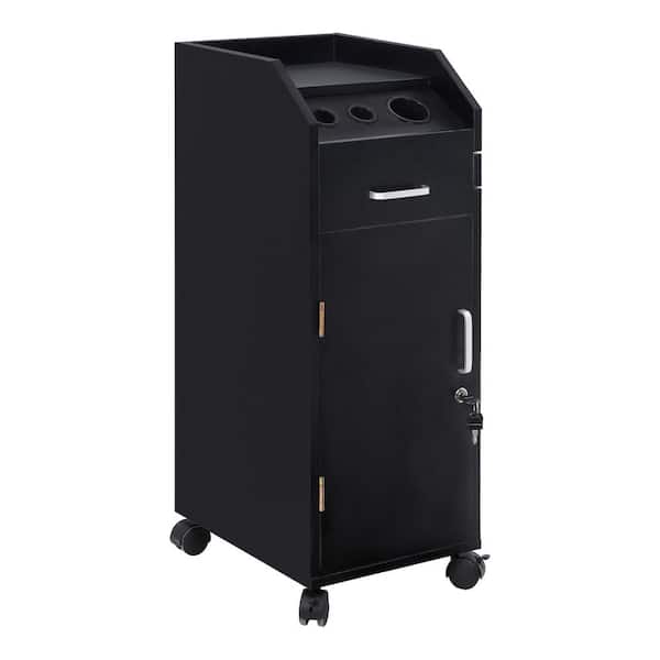 Winado Salon Trolley Storage Cart with 4 Storage Drawer 3 Hair Dryer Holder Equipment in Black
