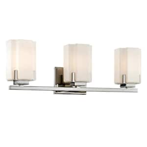 Taylor 3-Light Polished Nickel Vanity Light with Glass Shade