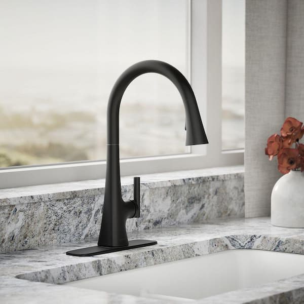 Conti Single Handle Pull Down Sprayer Kitchen Faucet in Matte Black