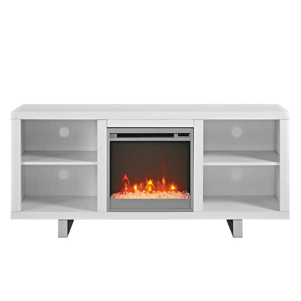 Walker Edison Furniture Company 58" Modern Electric Fireplace TV Stand - White