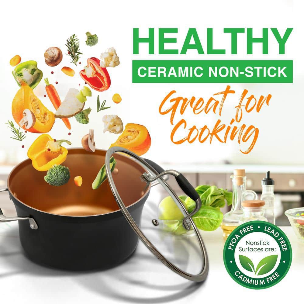 14-Piece Copper Non-Stick Aluminum Cookware Set