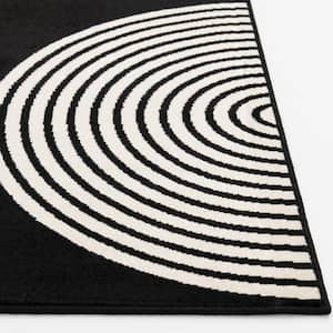 Tecopa Milburm Black 9 ft. 10 in. x 12 ft. 10 in. Geometric Polypropylene Indoor/Outdoor Area Rug