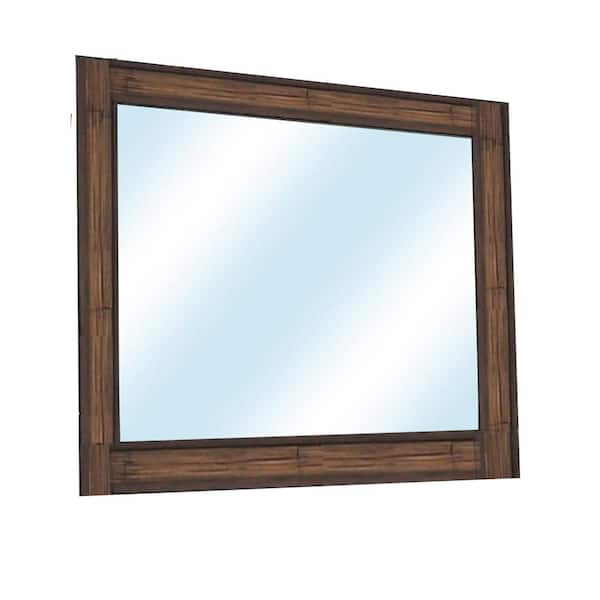34 in. H x 1 in. W Medium Rectangle Antique Brown Contemporary Mirror
