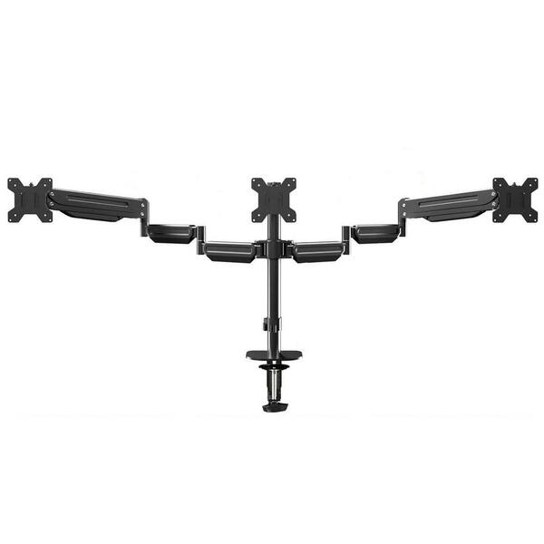 Triple Monitor Desk Mount Stand Gas Spring Adjustable Full Motion for 17-32 Inch Screens Black with Clamp Kit