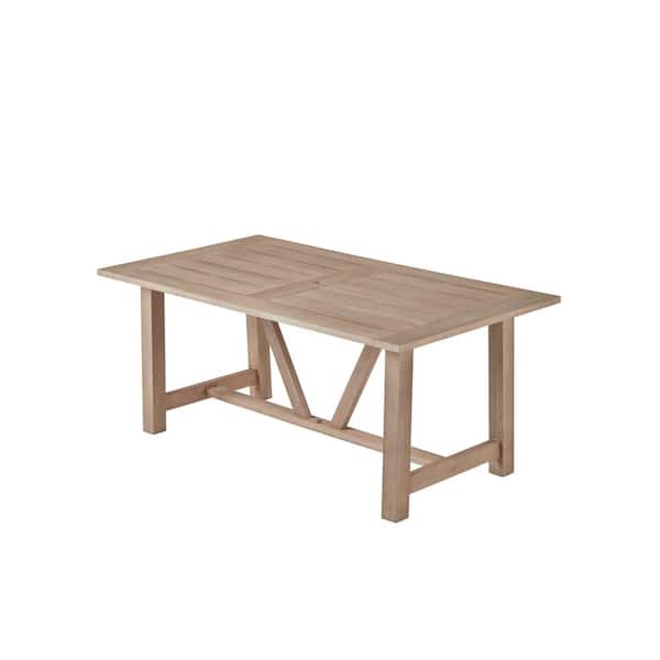 Best Quality Furniture Richard 38 in. Rustic Light Oak Acacia Wood Rectangle Standard Height Outdoor Dining Table