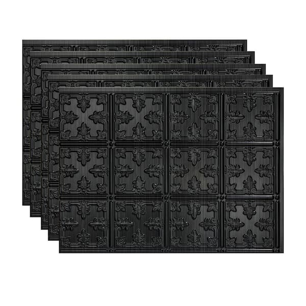 Fasade Brushed Onyx 18 in. x 24 in. Traditional 10 Vinyl Backsplash Panel (Pack of 5)
